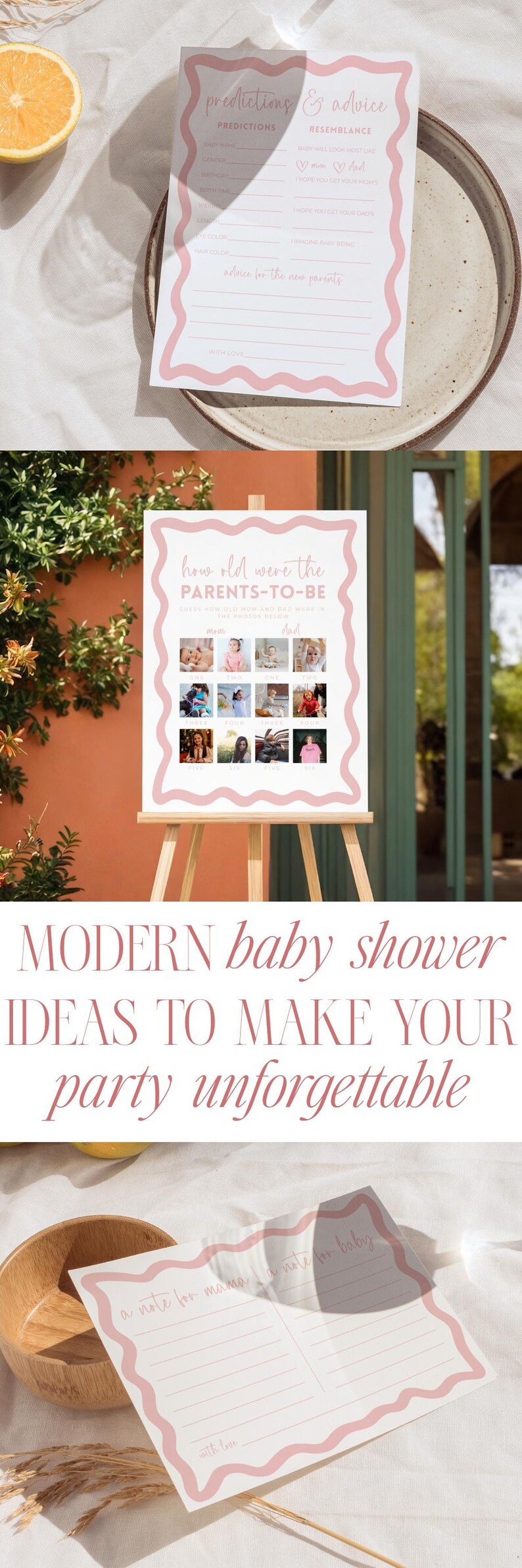 Baby Shower Game Prediction Card Baby Predictions Advice Card Baby Shower Activities Pink Baby Shower Canva Digital Template Party Idea image 18