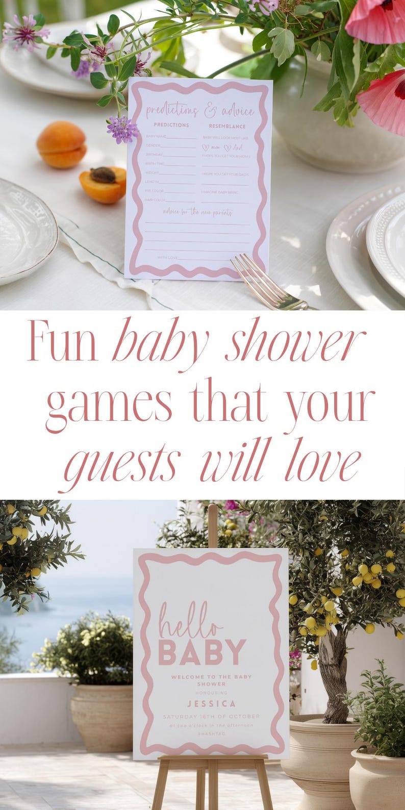 Baby Shower Game Prediction Card Baby Predictions Advice Card Baby Shower Activities Pink Baby Shower Canva Digital Template Party Idea image 16