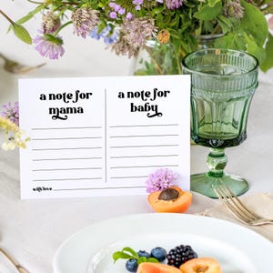Notiz für Mama Notiz für Mama Bearbeitbare Vorlage Babyparty Aktivitätskarten Minimalistisches Babypartyspiel Druckbare Erinnerungskarten Canva Vorlage