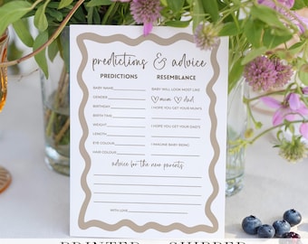 Printed + Shipped Gender Neutral Baby Shower Advice and Prediction Cards Baby Shower Game for Guests Baby Sprinkle Activity Cards Idea