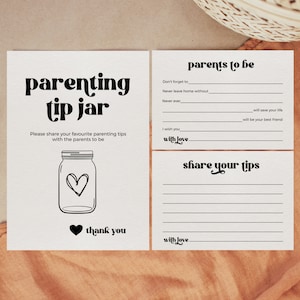 Ouderschapstippotje modern design, kaart met advies voor ouderschap, babyshowerspelletjes, tips voor aanstaande ouders, babyshowerspel minimalistisch BB01