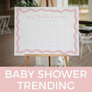 modern pink baby shower wishes card editable and printable template featuring a note for mama and a note for baby sections wavy pink frame design ideal for girl baby shower or sprinkle keepsake activity where guests write advice encouragement or love instant download stationery
