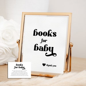 Boeken voor bordje en kaartje babyshower, modern minimalistisch ontwerp, boekenverzoek, bewerkbare sjabloonfeest Direct DOWNLOAD personaliseren BB01