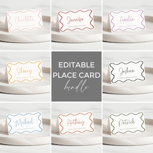 Golfrand sjabloon plaatskaarten, retro genderneutrale feestgast, schulprand bewerkbaar DIY decor, buffetlabels DOWNLOAD afdrukbare BB6