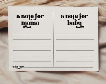 A note for mama a note for baby card, Baby Shower, Words of Advice, Modern Design, Parenting Advice Card, Minimalist INSTANT DOWNLOAD BB01