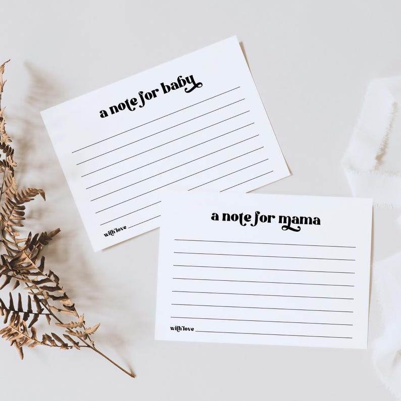 Note for Baby Note for Mama Editable Template Baby Shower Activity ...