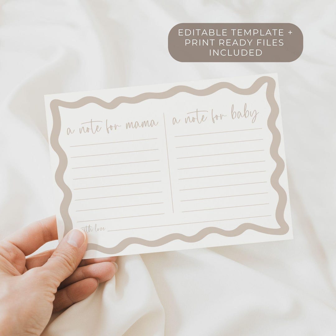 A Note for Baby A Note for Mama Wishes for Baby Shower Game Keepsake ...