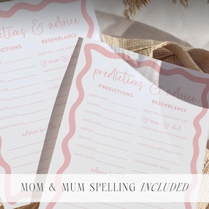 Baby Shower Game Prediction Card Baby Predictions Advice Card Baby Shower Activities Pink Baby Shower Canva Digital Template Party Idea image 3