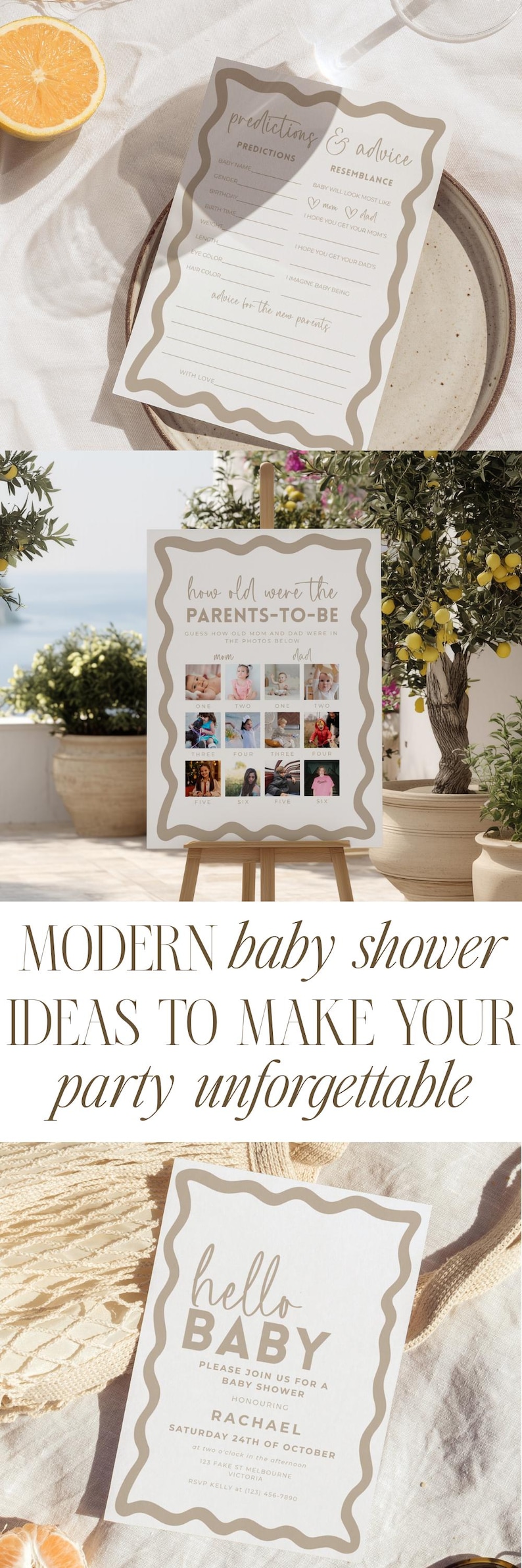 Baby Shower Prediction Card Gender Neutral Game Idea Advice For Parent Boho Wave Editable Canva Template Prediction And Advice For Parents image 18