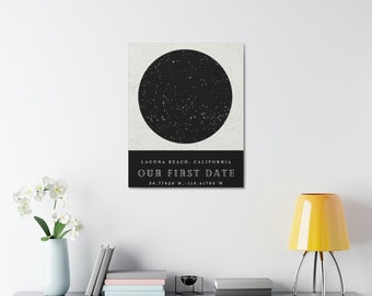 Personalised Star Map Canvas | Accurate Star Map Print | Custom Star Map By Date & Time | Anniversary Gift | Wall Art | Unique Décor Gift