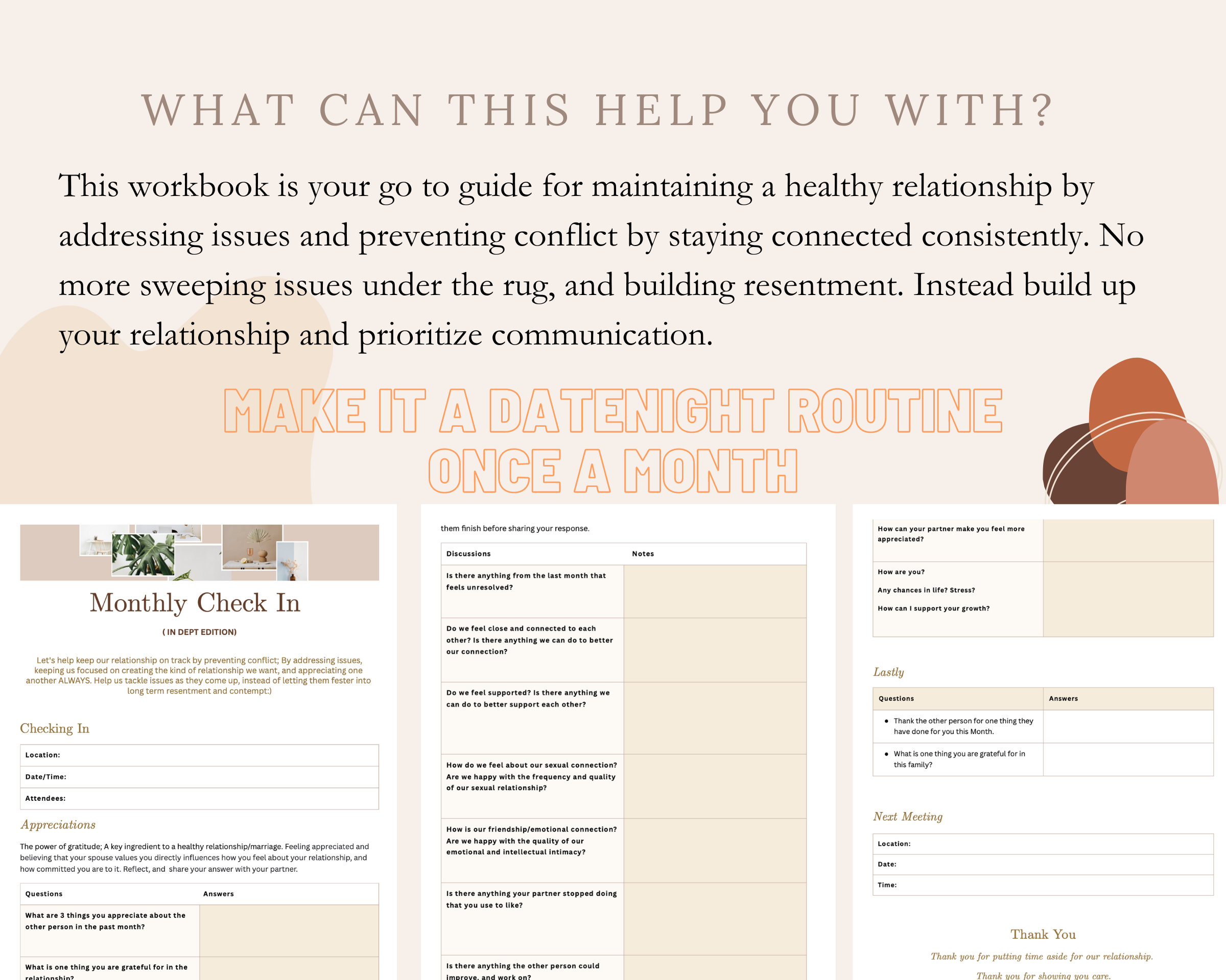 Relationship Bundle, Couple's Weekly/monthly Check-in Workbook for ...