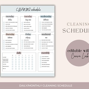 Editable Cleaning Schedule, Printable Cleaning Planner, Household Chore ...