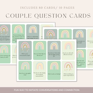 80 cartes de questions de couple, cartes de conversation de couple, questions sur les relations, jeux de couple, thérapie de couple, feuilles de travail de thérapie de couple