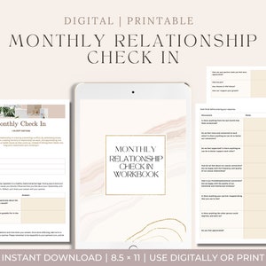 Couple&#39;s Monthly Check-In workbook for relationship and marriage health and growth, monthly questions to maintain happy healthy relationship