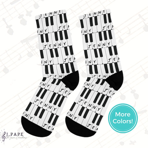 Piano Socks | Personalized Gift for Pianist or Piano Teacher | Made in USA from Recycled Material | One Size Fits Most