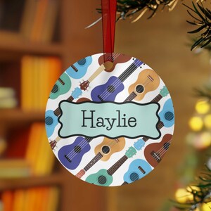 Ukulele Ornament | Personalized Metal Christmas Ornament | Custom Holiday Gift for Ukulele Player or Music Teacher