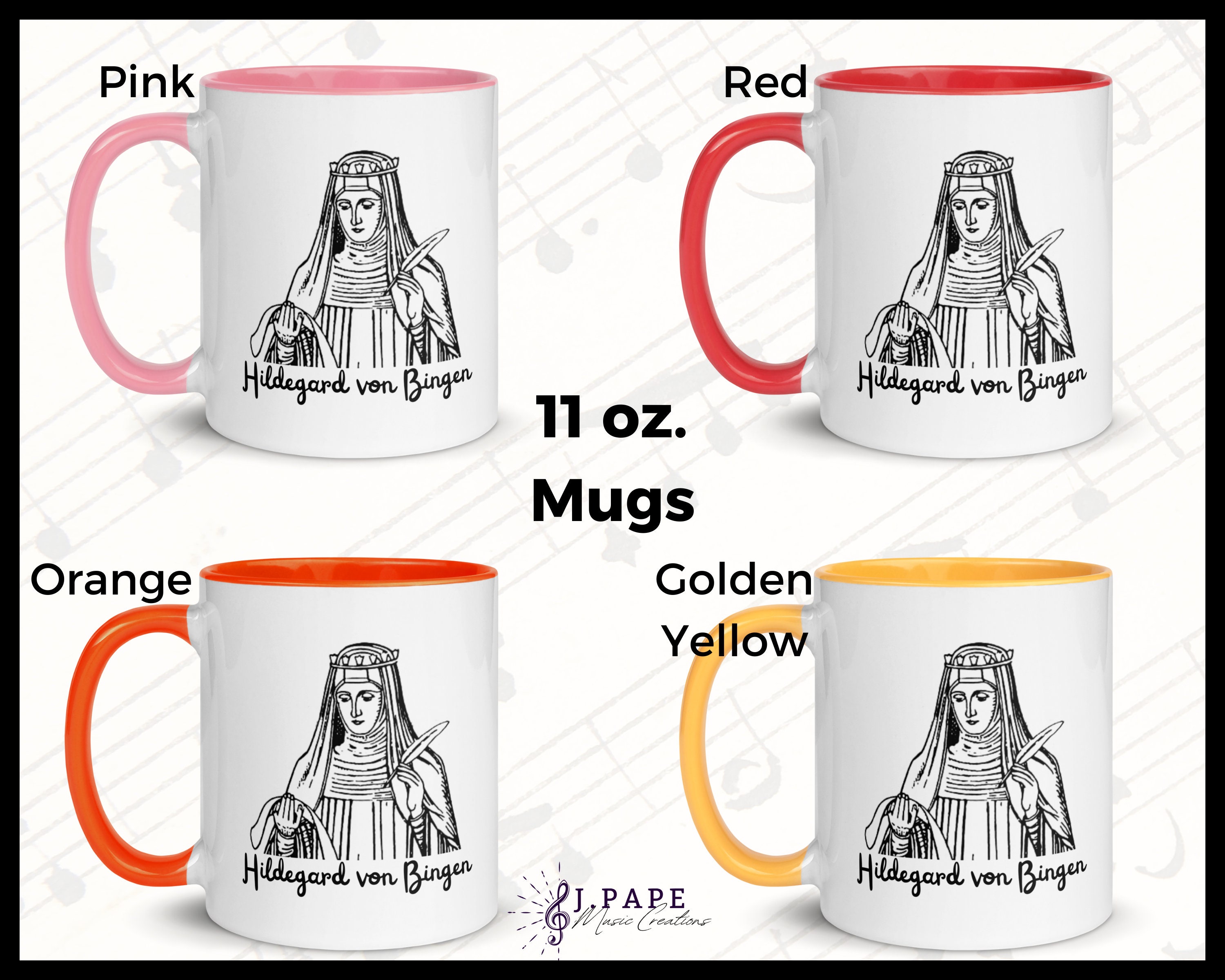 Hildegard Von Bingen Mug Female Composer Coffee Cup Medieval Catholic Saint Gift for Musician