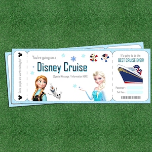Mickey Magic Cruise Reveal, Frozen Elsa Anna Olaf Themed Cruise Ticket, Instant Digital PDF Download For Personalization and Printing