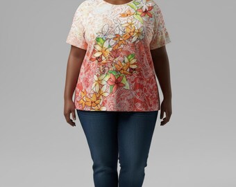 Top de manga corta con estampado floral de talla grande de CJ Banks (2X)
