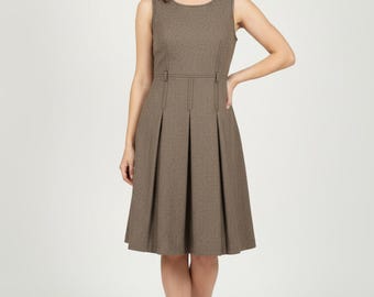 LOFT Petites Sleeveless Brown Herringbone Dress Size 4P