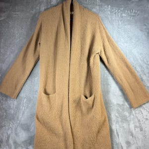Anthropologie Sleeping On Snow Tan Open Front Long Cardigan Sweater Size M immagine 2