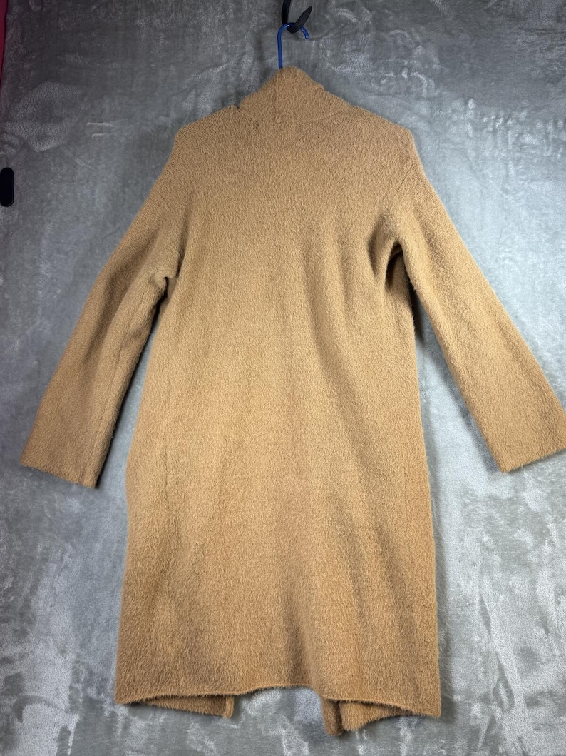 Anthropologie Sleeping On Snow Tan Open Front Long Cardigan Sweater Size M immagine 4