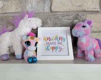 Diamond Art Kit Unicorns Make Me Happy  with Frame