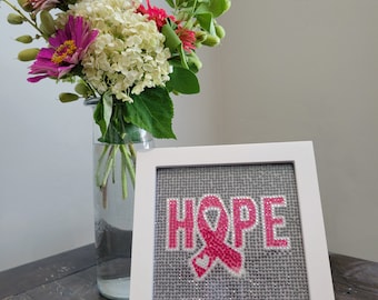 Pink Ribbon Breast Cancer Awareness for Hope Diamond Art Kit with frame