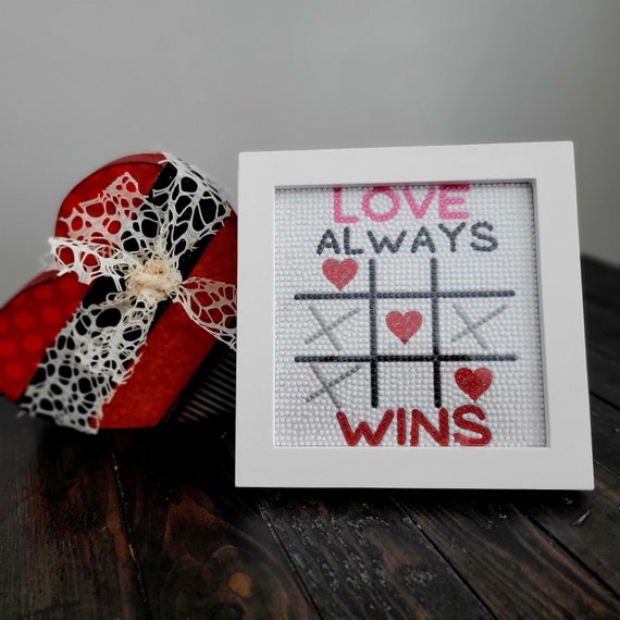 Love Always Wins Diamond Art Kit includes frame - Red, White, Pink