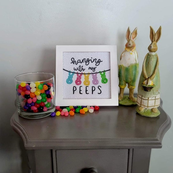 Bunny Hanging with my Peeps Diamond Art Kit with frame