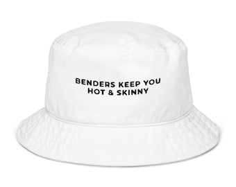 The BENDER BUCKET HAT (White), Festival Hat, Rave Hat