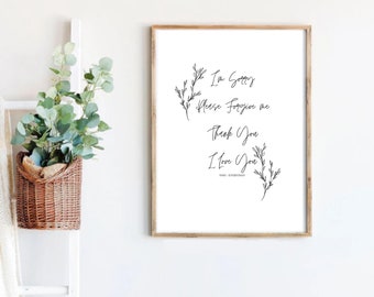 Ho'oponopono Mantra Art Print, Hawaiian Healing Quote (Digital Download)