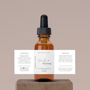 Editable Product Label, Custom Label Template, Stylish Dropper Essential Oil Label Design, DIY Label Bottle Label - 1oz 2oz 4oz label