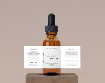 Editable Product Label, Custom Label Template, Stylish Dropper Essential Oil Label Design, DIY Label Bottle Label - 1oz 2oz 4oz label