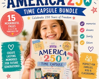 America 250 Time Capsule Printable | USA 250th Anniversary Family Activity | Fourth of July Keepsake | America 2026 Memory Book PDF
