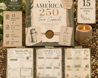 America 250 Time Capsule Printable | USA 250th Anniversary Activity | July 4th Memory Book | Family Keepsake | America 2026 PDF