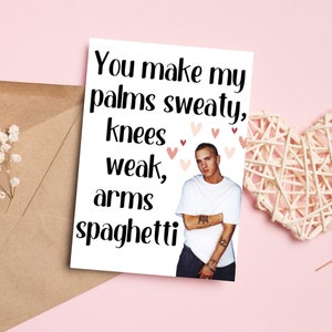 Afdrukbare Valentijnsdagkaart voor hem Eminem grappige verjaardagskaart voor haar Lose Yourself Arms Spaghetti
