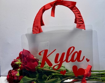 Unique Flower Carrier, Bouquet Bag with Handles, Custom Gift, Valentine Gift, Mothers Day Gift