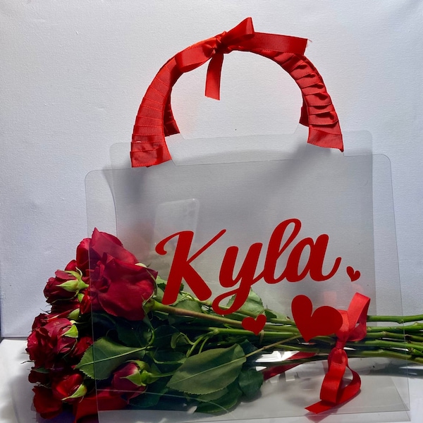 Unique Flower Carrier, Bouquet Bag with Handles, Custom Gift, Valentine Gift, Mothers Day Gift