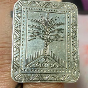 Vintage Sterling Silver Palm Tree Ring, Large Silver Vintage ring