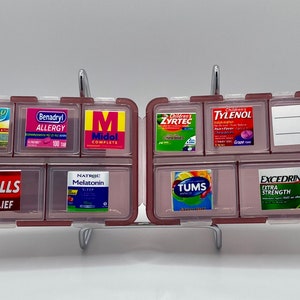 Pocket Pharmacy Pill Organizer Case with 25 Assorted Labels | Compact Medicine Travel Kit | Mini Pill Box with Assorted Stickers (Empty)