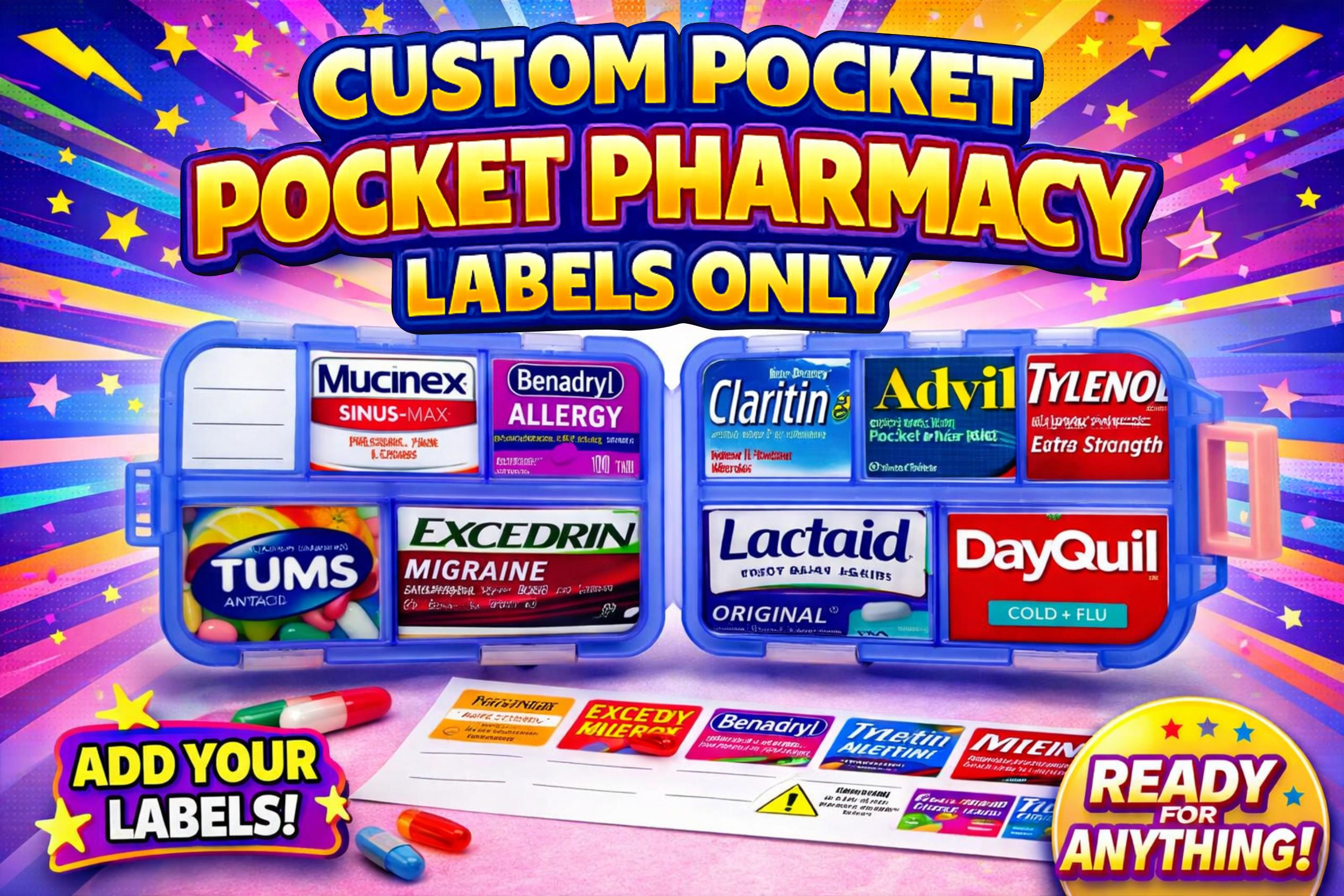 Custom Pocket Pharmacy Labels | Mini Medicine Case Vinyl Stickers - Etsy