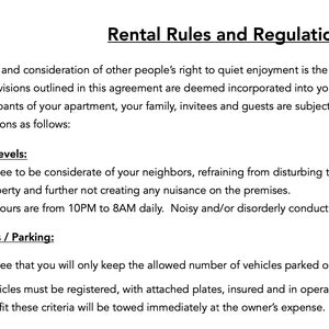 DIGITAL - Rules & Regulations for an apartment or rental lease