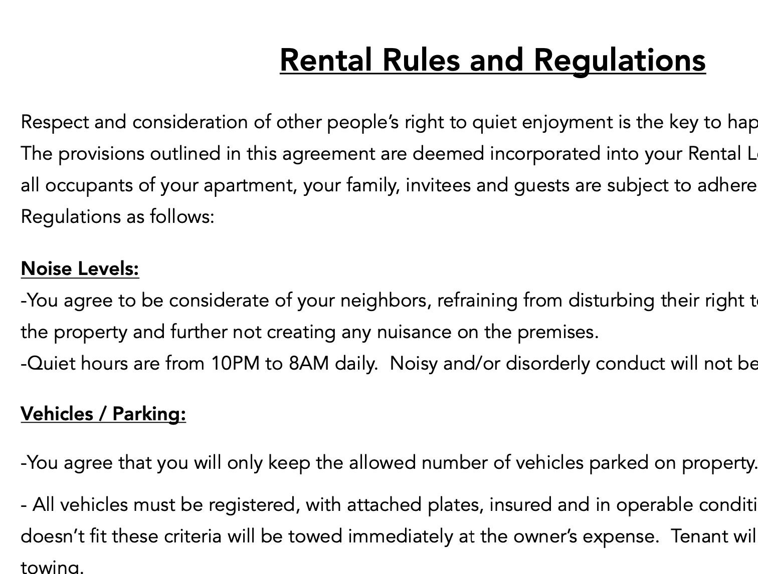 DIGITAL Rules & Regulations for an Apartment or Rental Lease Etsy