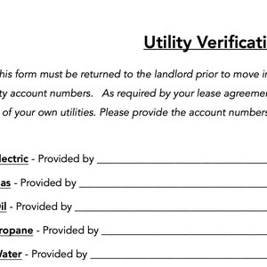 DIGITAL - Utility agreement for apartment and rental lease