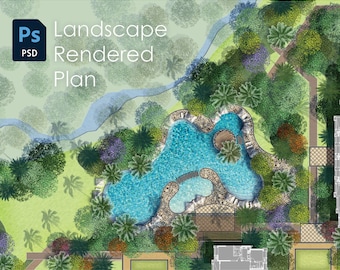 Resort Landscape Rendered Plan with Swimming Pool