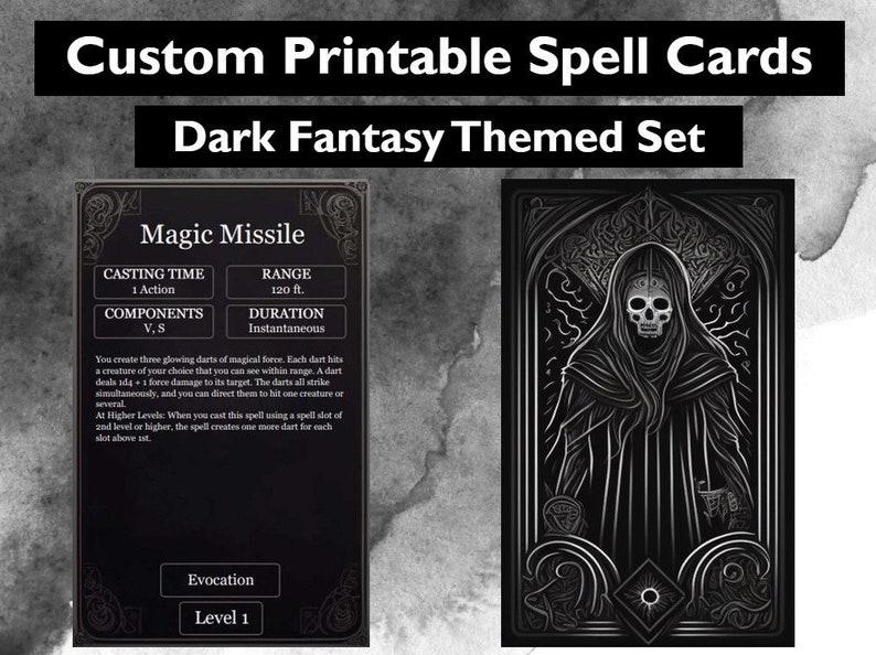 Printable Spell Cards for Dnd 5e Fillable PDF Download Dark Etsy