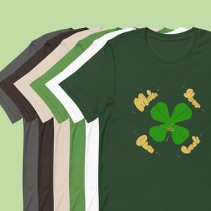 Haz tu propia camiseta de la suerte, camiseta con la letra de la burbuja del trébol, camiseta con el trébol del día de San Patricio, regalo festivo divertido