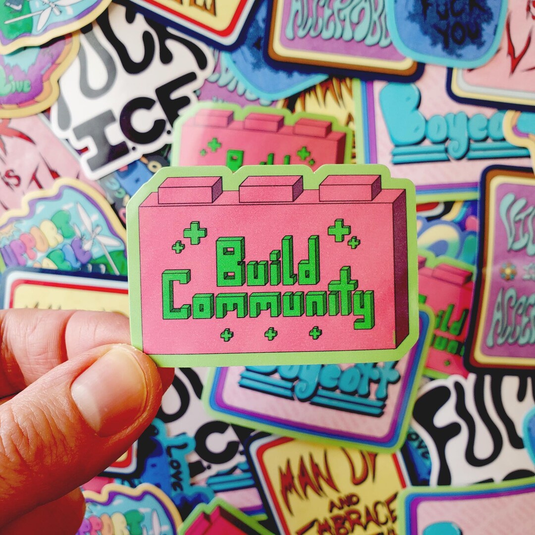 Build Community Die-cut Vinyl Sticker, Blocky Togetherness Decal - Etsy