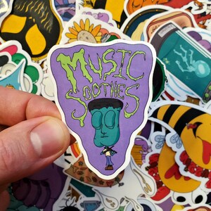 Music Soothes Hand-Cut Vinyl Sticker, Cute Frankenstein&#39;s Monster Decal, Violin Playing Classic Monster Sticker, Music Eases Tension Decal